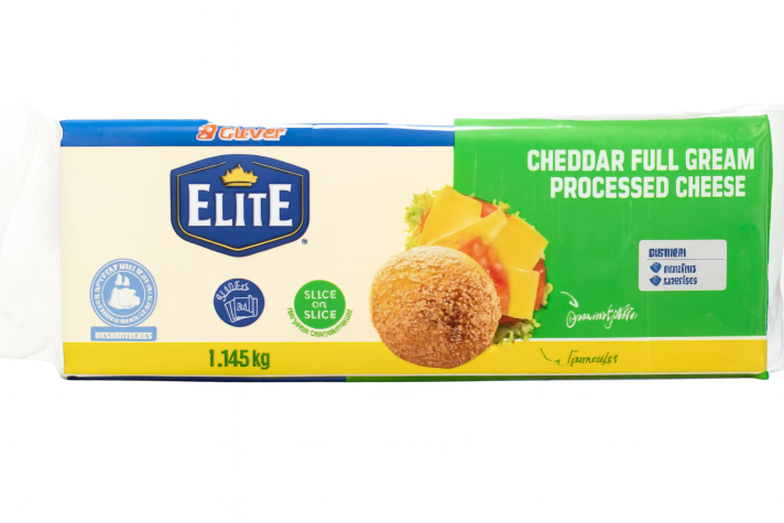 Clover Elite Cheddar Full Cream Processed Cheese 1.145g Slice on Slice