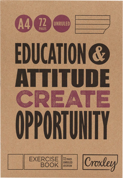 Croxley A4 72 Page Exercise Book- Unruled