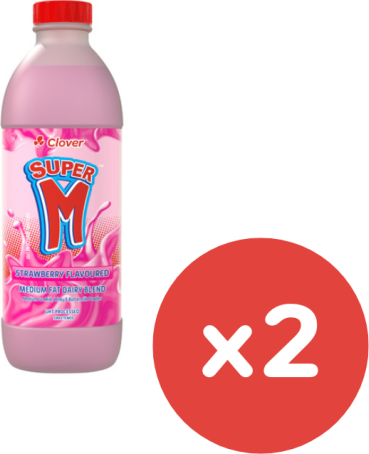 Clover Super M UHT Flavoured Milk 1L Strawberry x2 (PB17/01/2026)