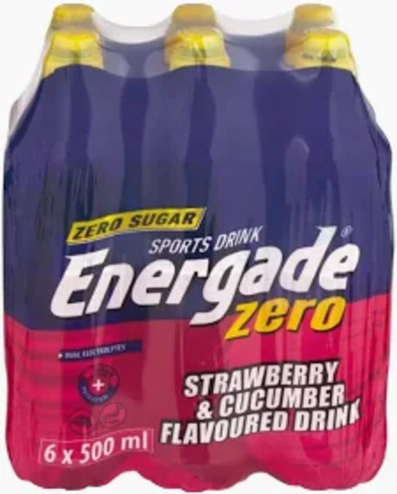 Energade Zero Sports Drink Strawberry & Cucumber Flavoured 500ml x 6 Pack