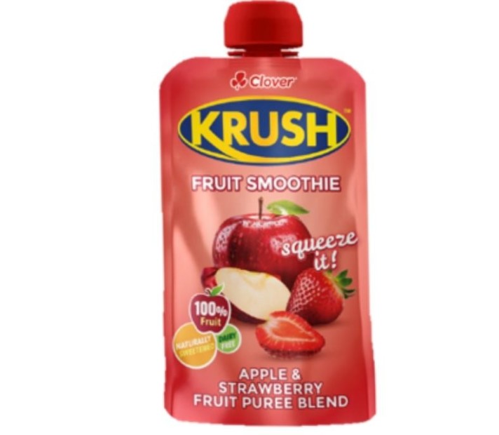 Clover Krush Fruit Smoothie Apple & Strawberry Fruit Puree Blend 110ml