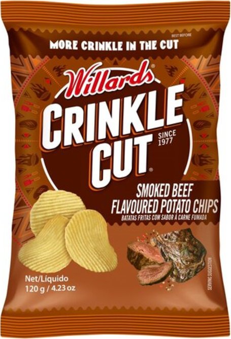 Willards Crinkle Cut Smoked Beef Chips 120g (Best Before May 2026)