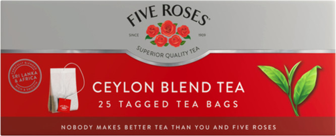 Five Roses Ceylon Blend Tagged Teabags 25's