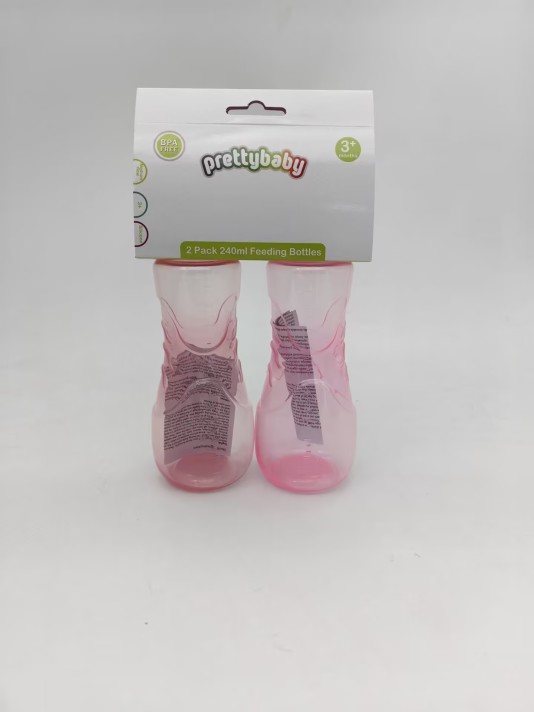 Pretty Baby Bottle Pink 3 Months 240ml 2 Pack