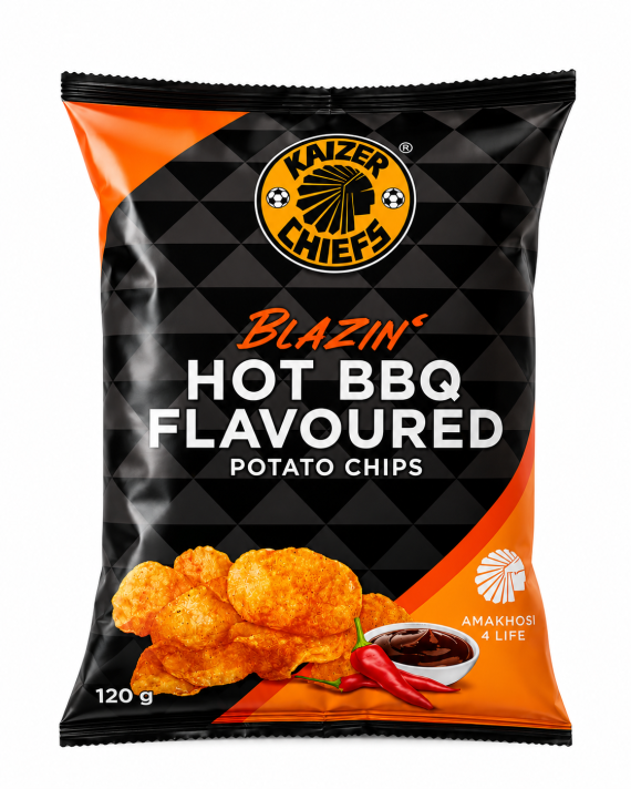 Kaizer Chiefs Blazin HOT BBQ Flavoured Potato Chips 120g