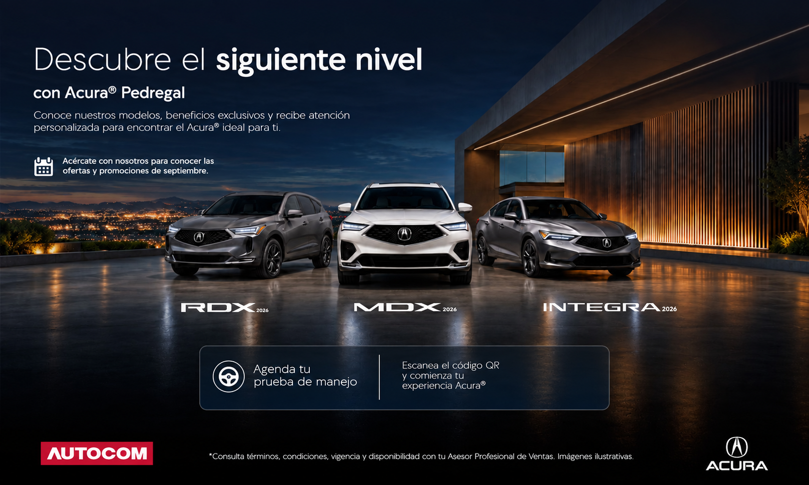 Acura Pedregal – Gama 2026: RDX, MDX e INTEGRA. Descubre el siguiente nivel.