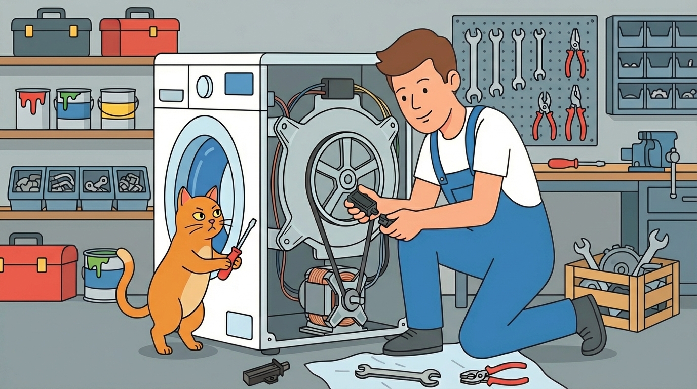 Lave-linge qui ne tourne plus ? Changer les charbons moteur