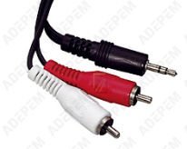 Cordon 2 rca m / 1 jack male 3,5 1,50m