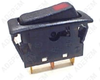 Interruptor negro de 3 polos con LED rojo