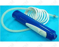 Mango de chorro dental azul y blanco