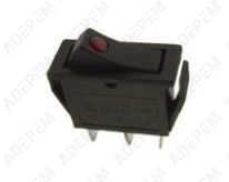 Interruptor negro de 3 polos con LED rojo