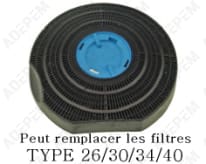 Filtro a carbone rotondo tipo26/30/34/40