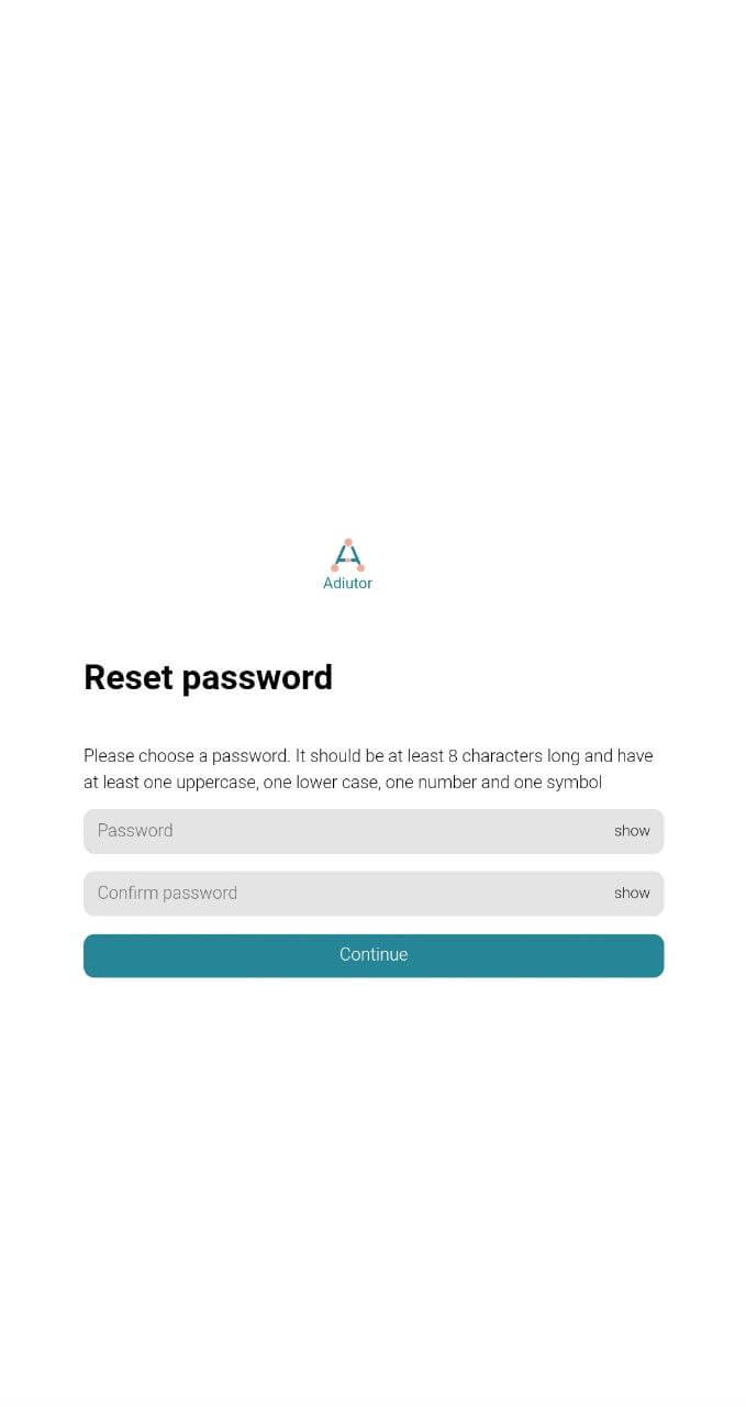 reset password screen