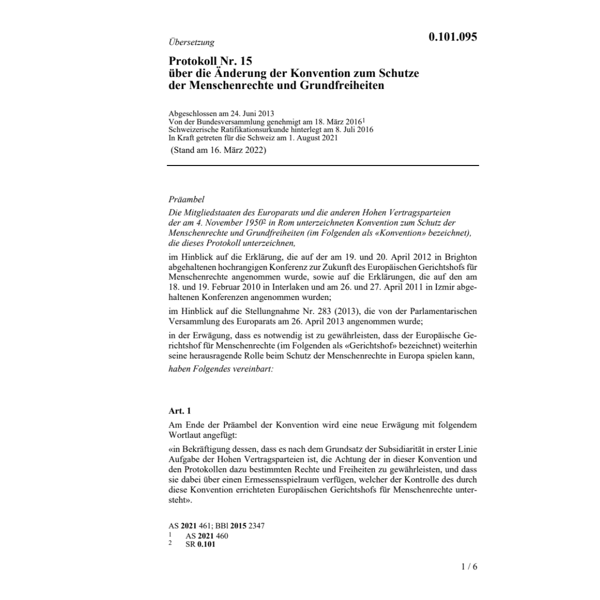 Prot 15 vom 24.6.2013 Änd Menschenrechte
