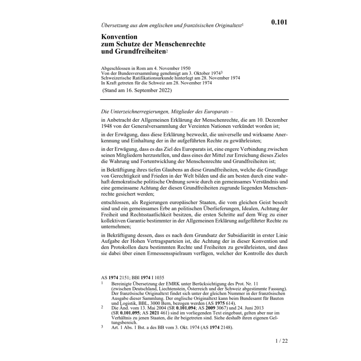 Konv. Schutz der Menschenrechte, EMRK