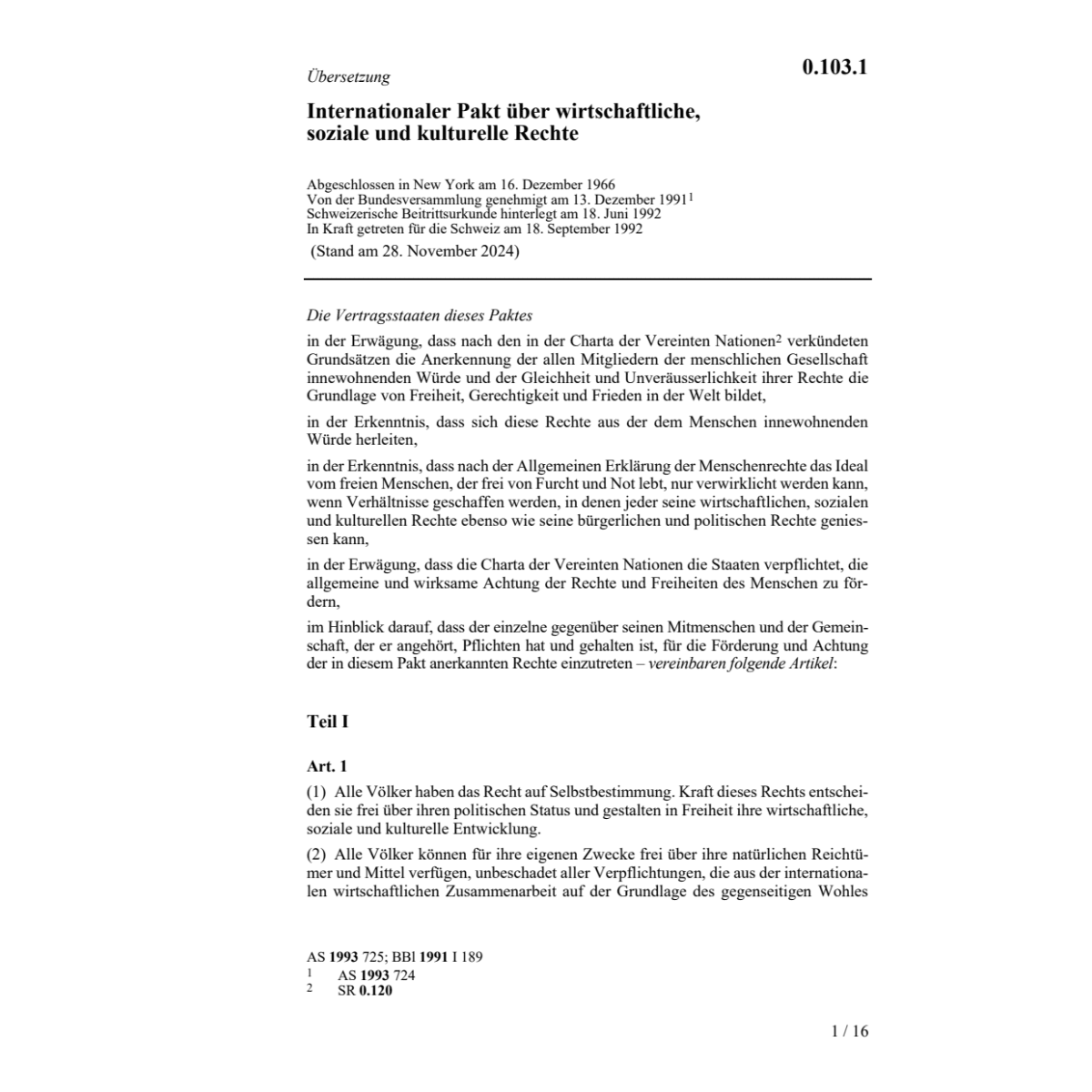 Intern. Pakt wirtschaftl., soziale Recht