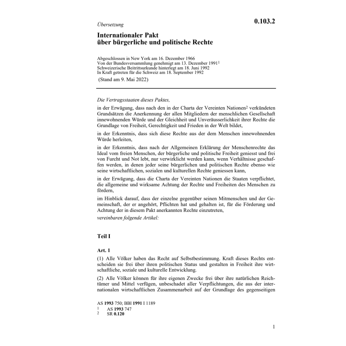 Intern. Pakt bürgerliche Rechte