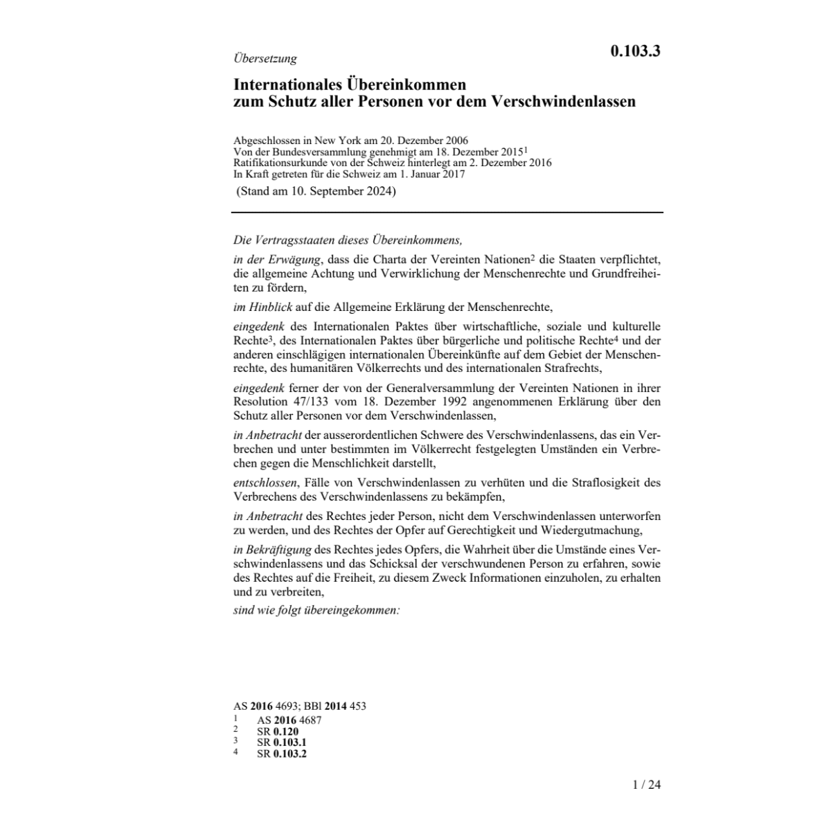 Übereink. Schutz Pers. Verschwindenlass.