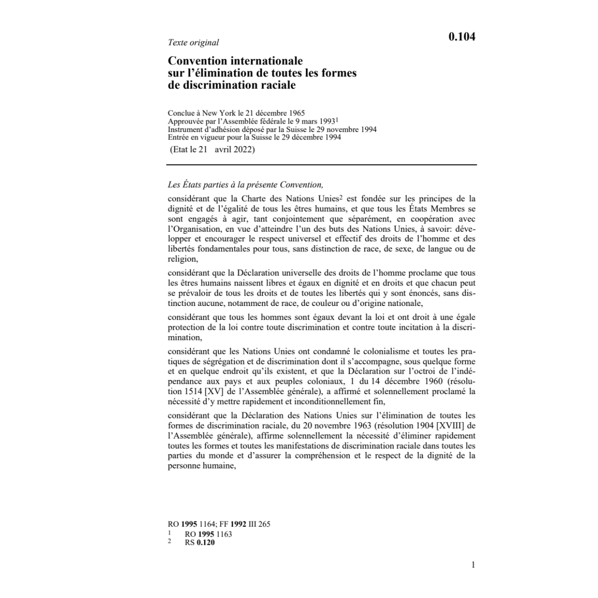 Conv. intern. discrimination raciale
