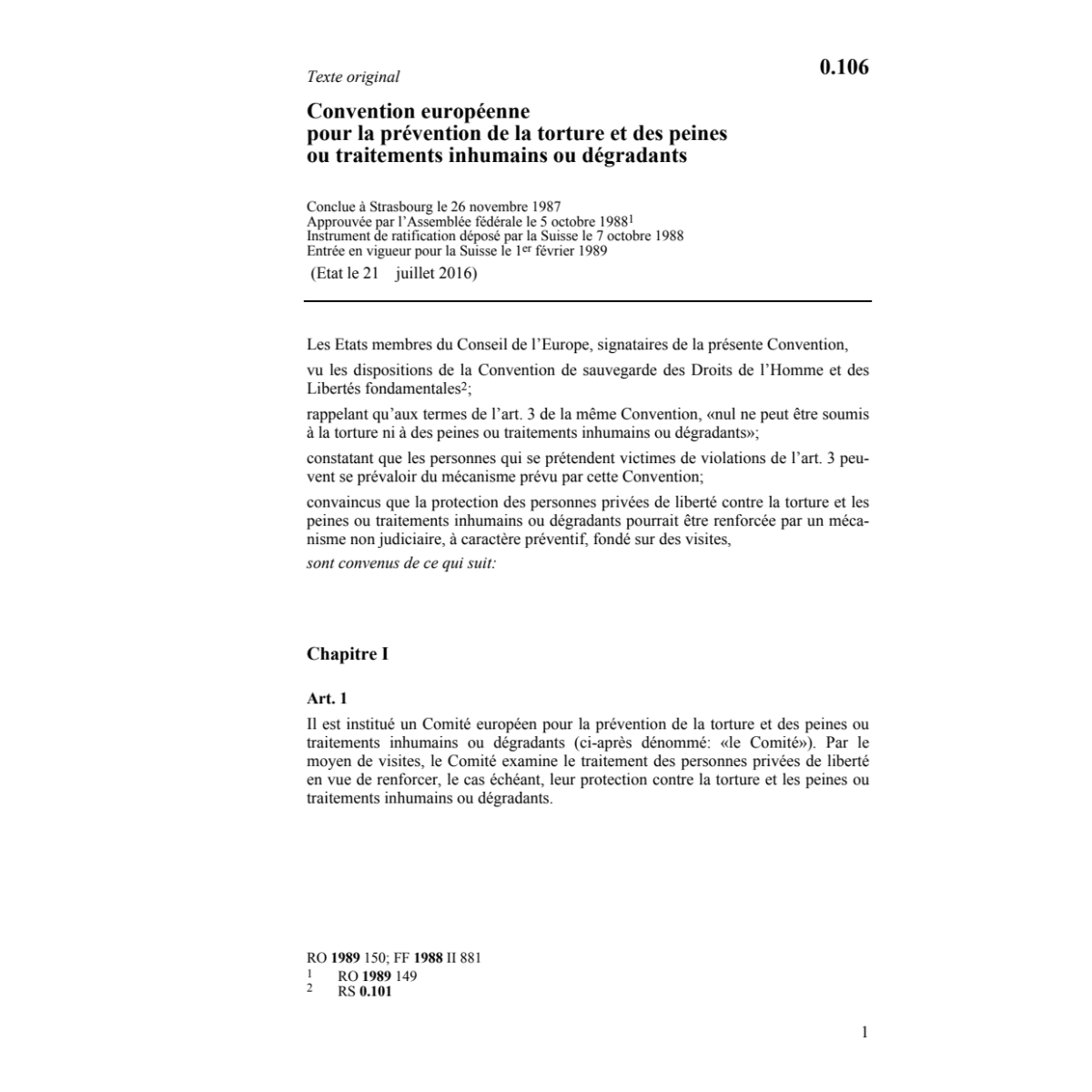 Conv. europ. prévention de la torture