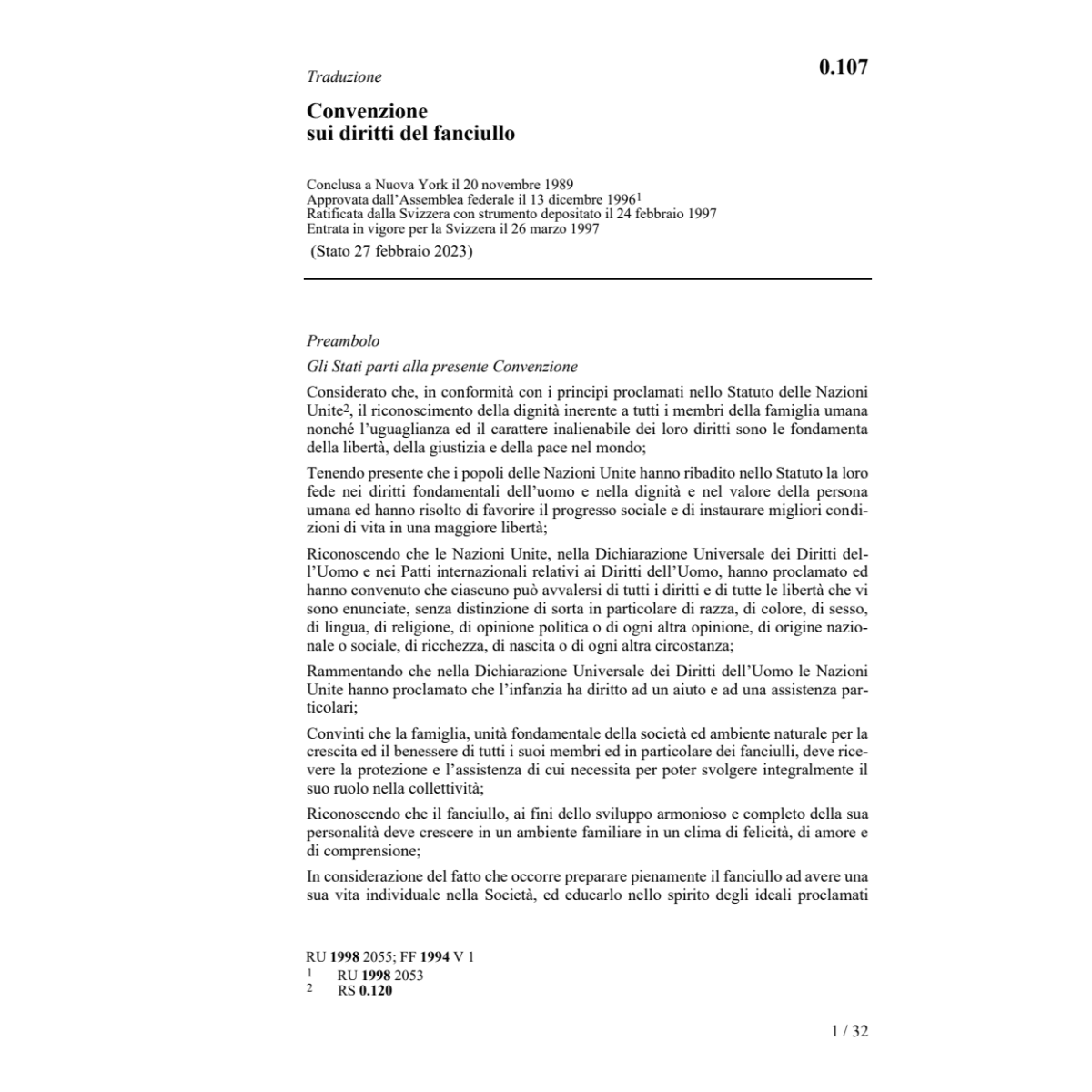 Convenzione sui diritti del fanciullo
