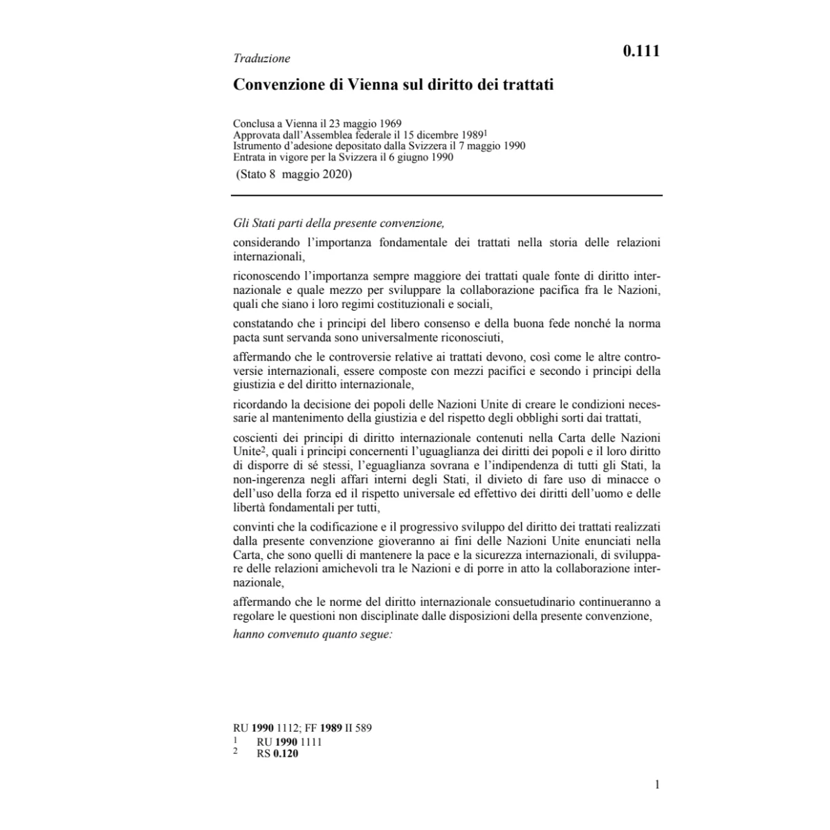 Conv. di Vienna diritto dei trattati
