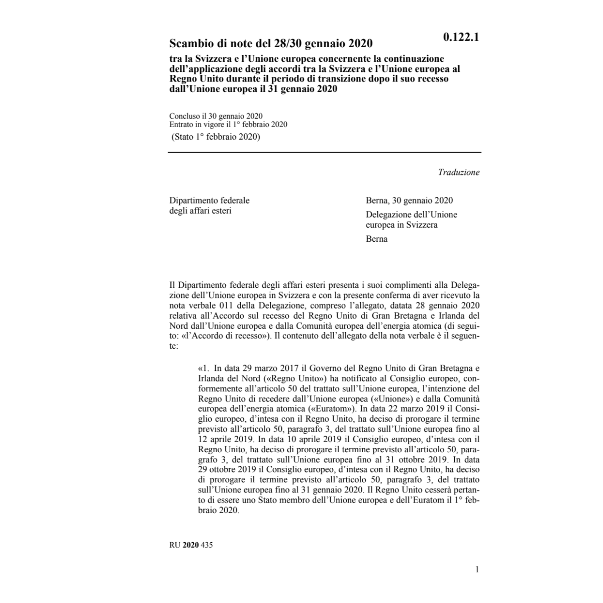 Scambio note 28/30 gennaio Svi Unione eu