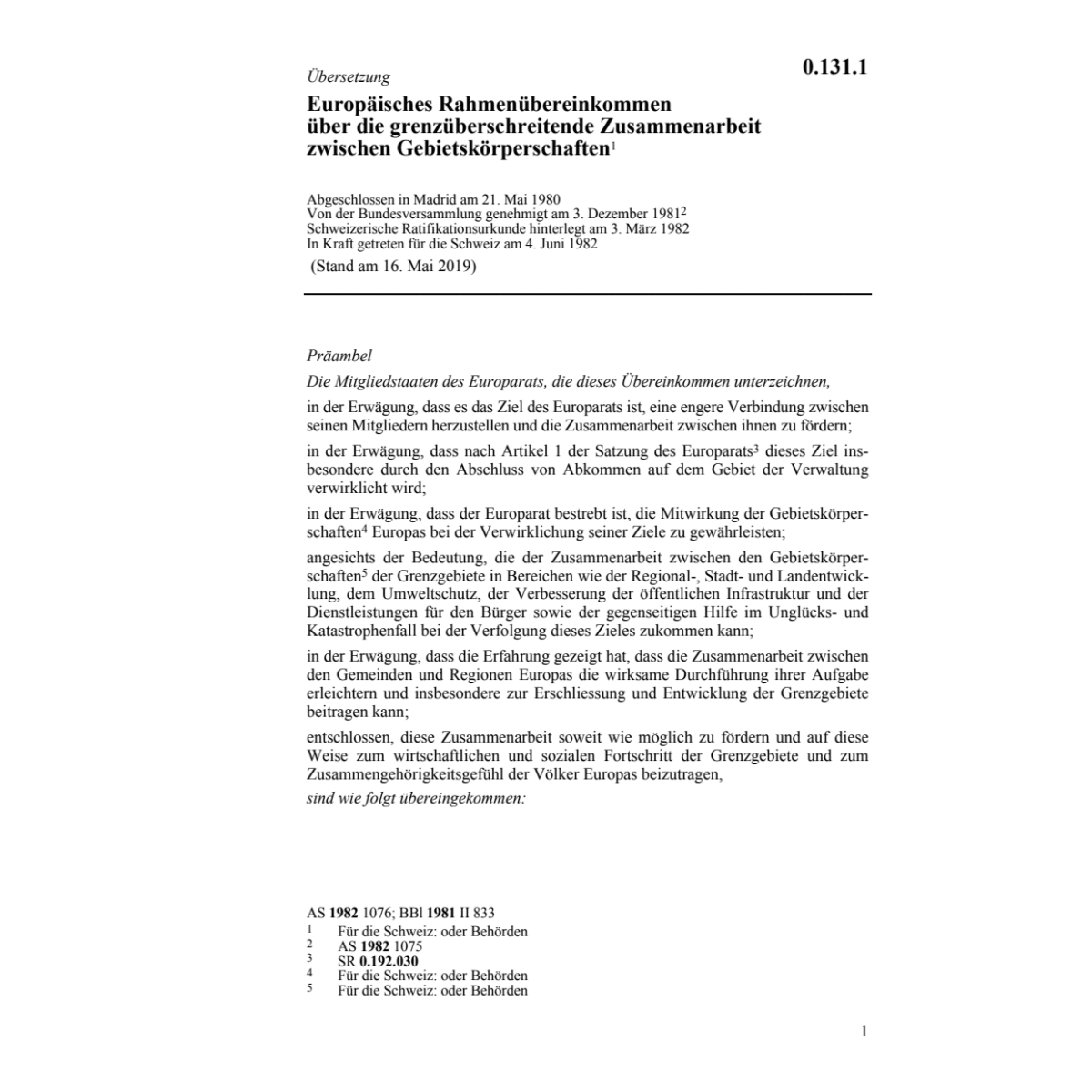 Rahmenübereinkommen Gebietskörperschaft