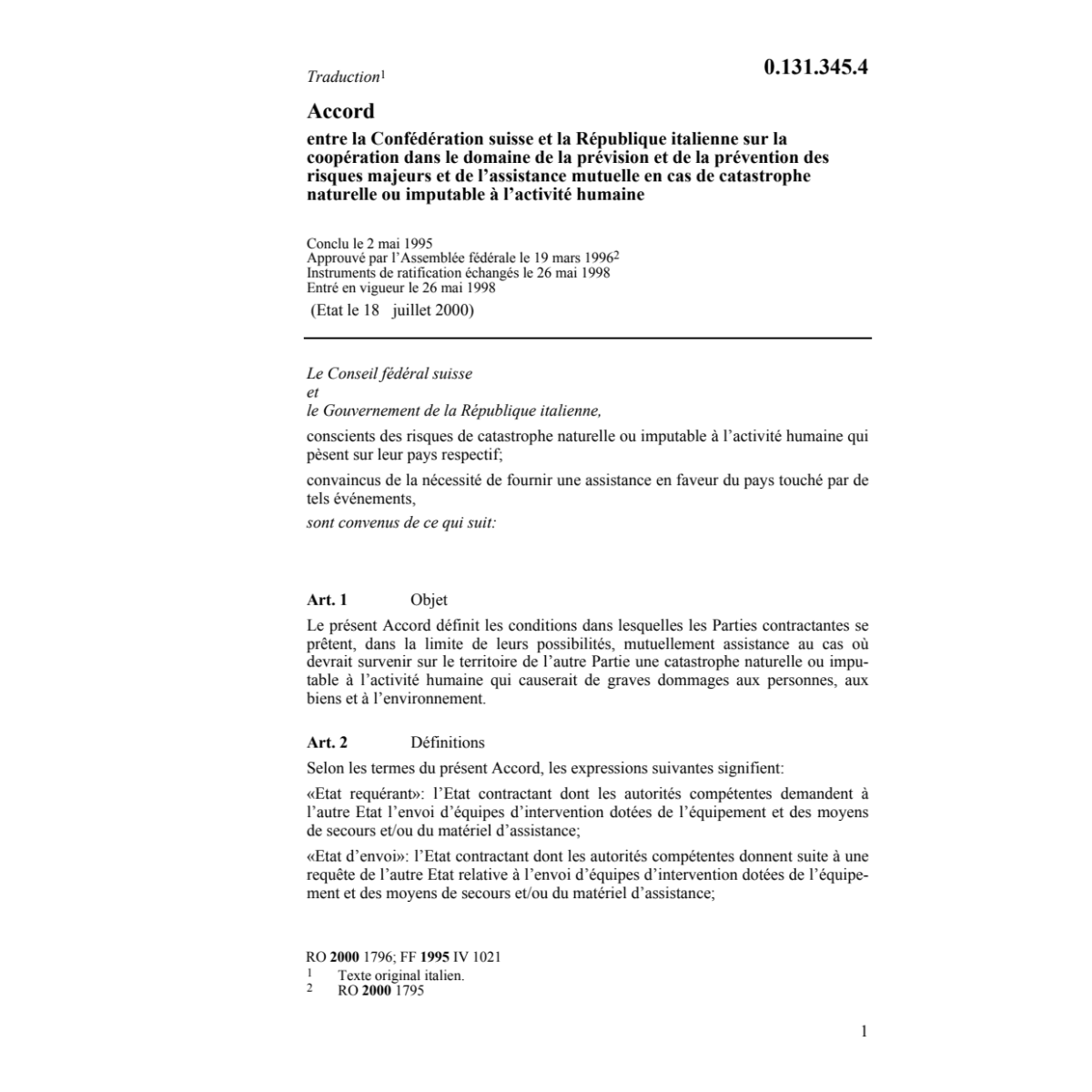 Acc. prévention des risques I