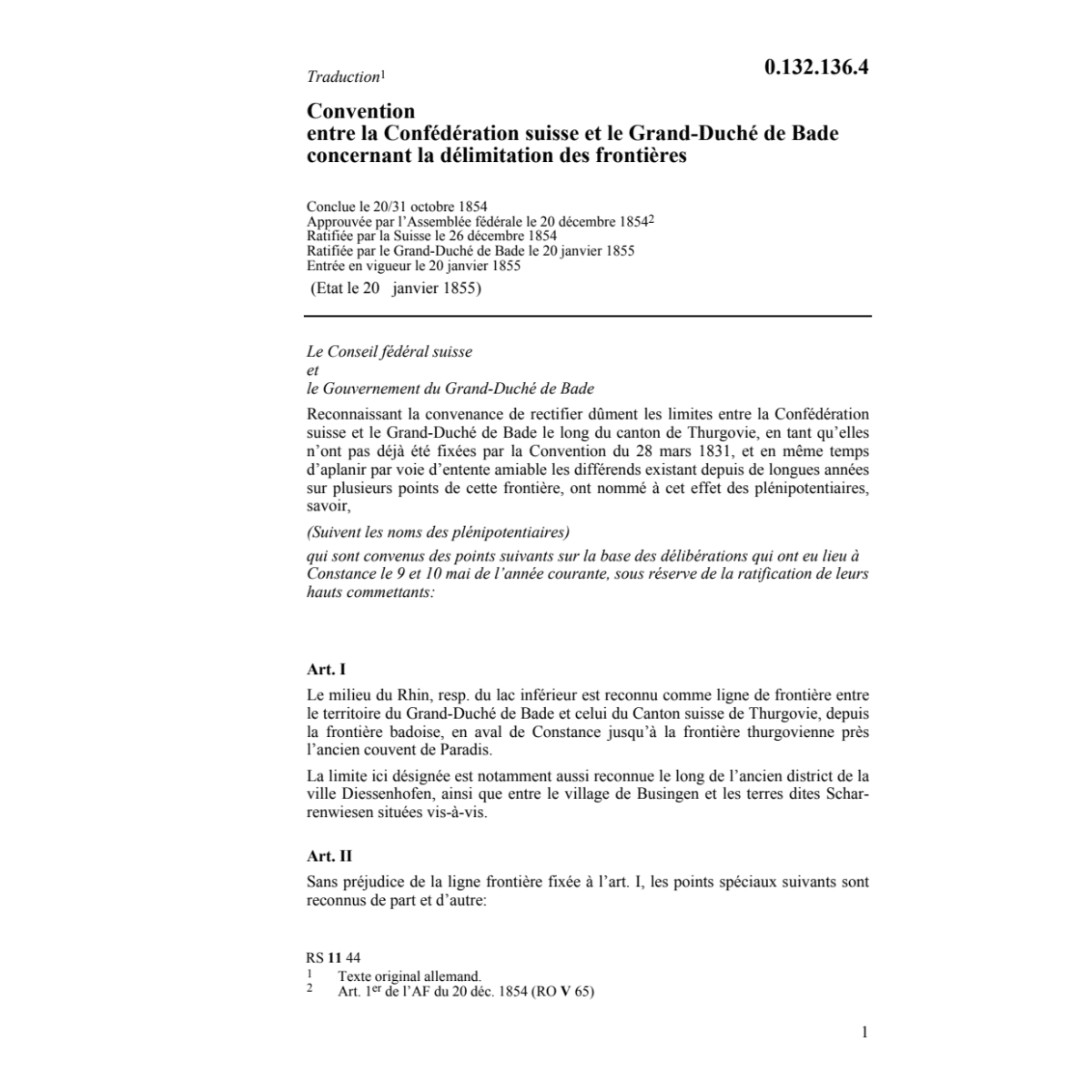 Conv. CH/Bade délimitation frontières