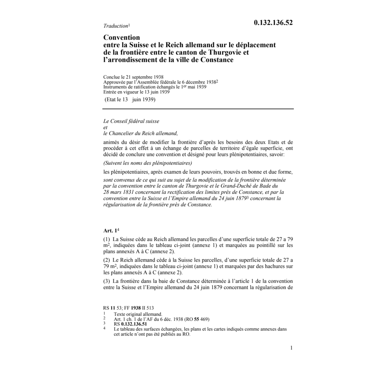 Conv. CH/D déplacement frontière cant TG