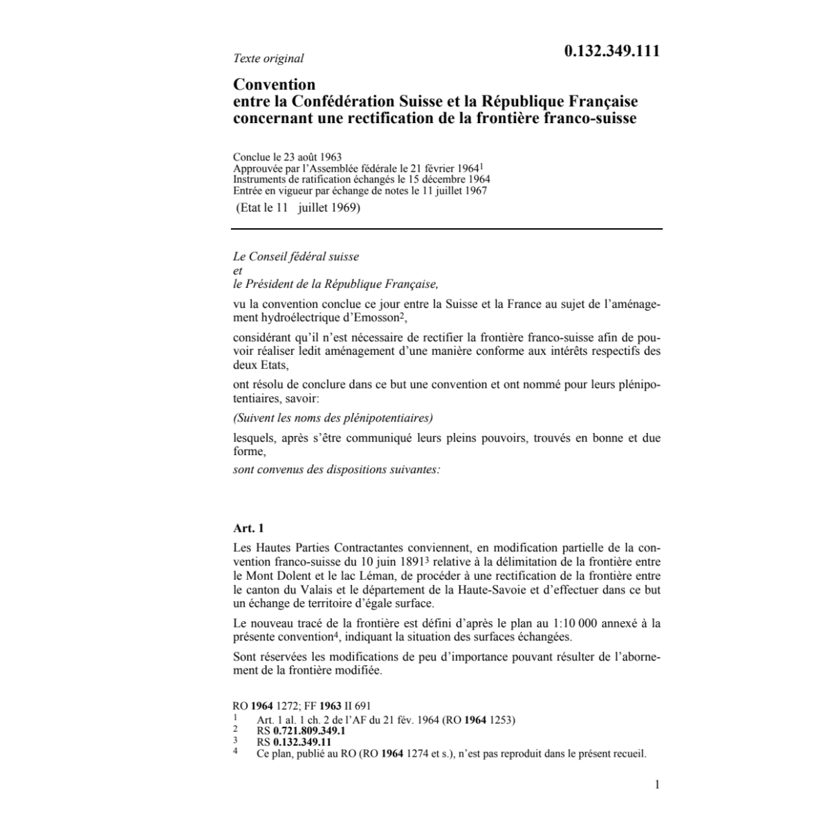 Conv. CH/F rectificaton de la frontière
