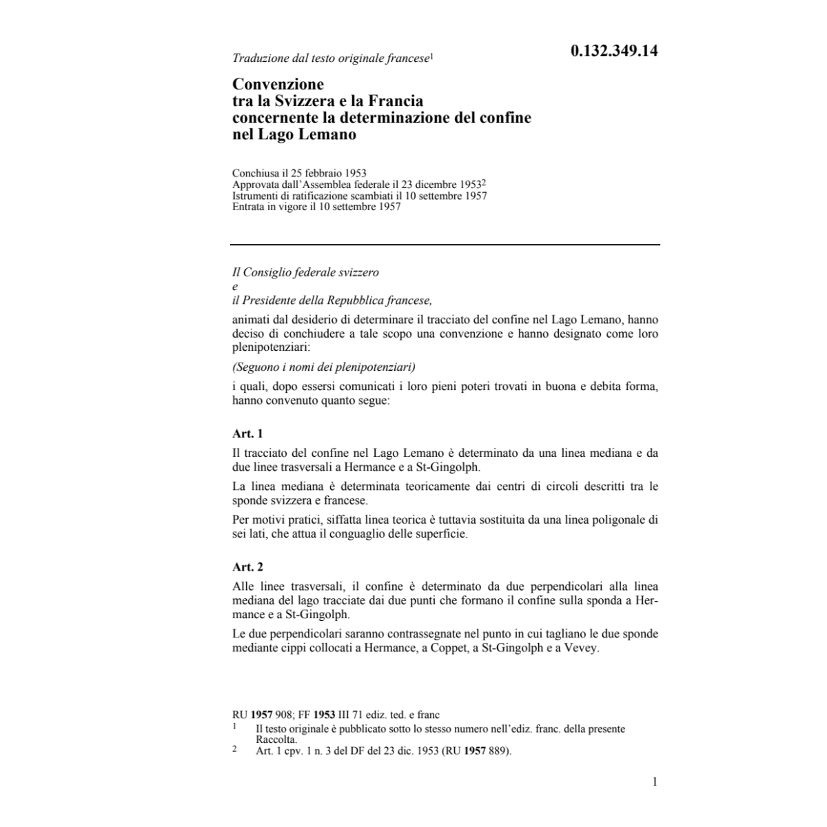 Conv. CH/F determinazione del confine
