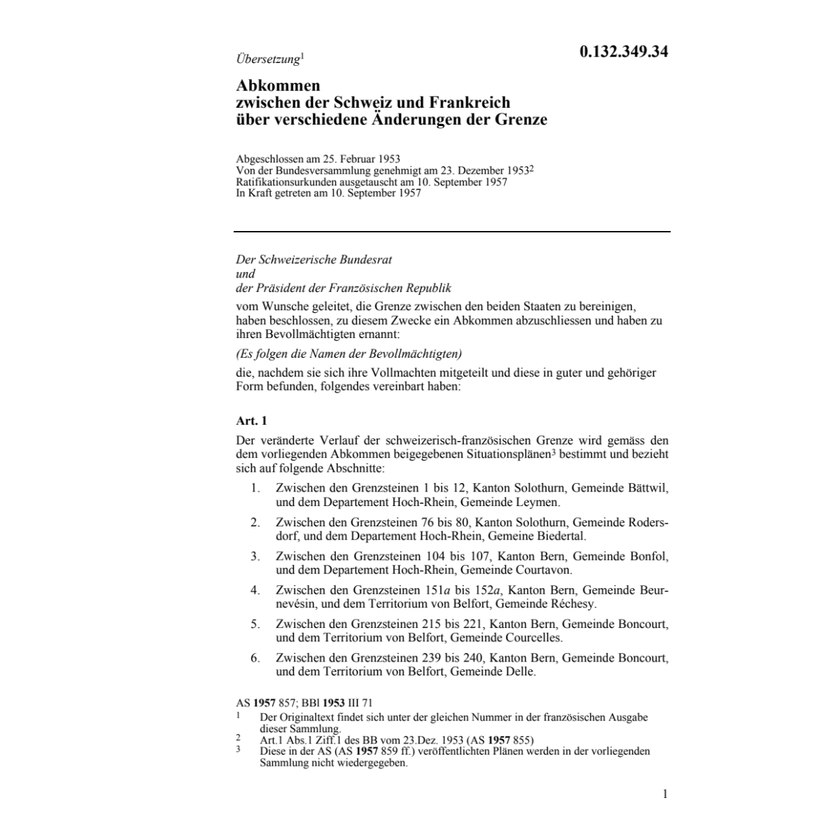 Abk. CH/F Aenderungen Grenze