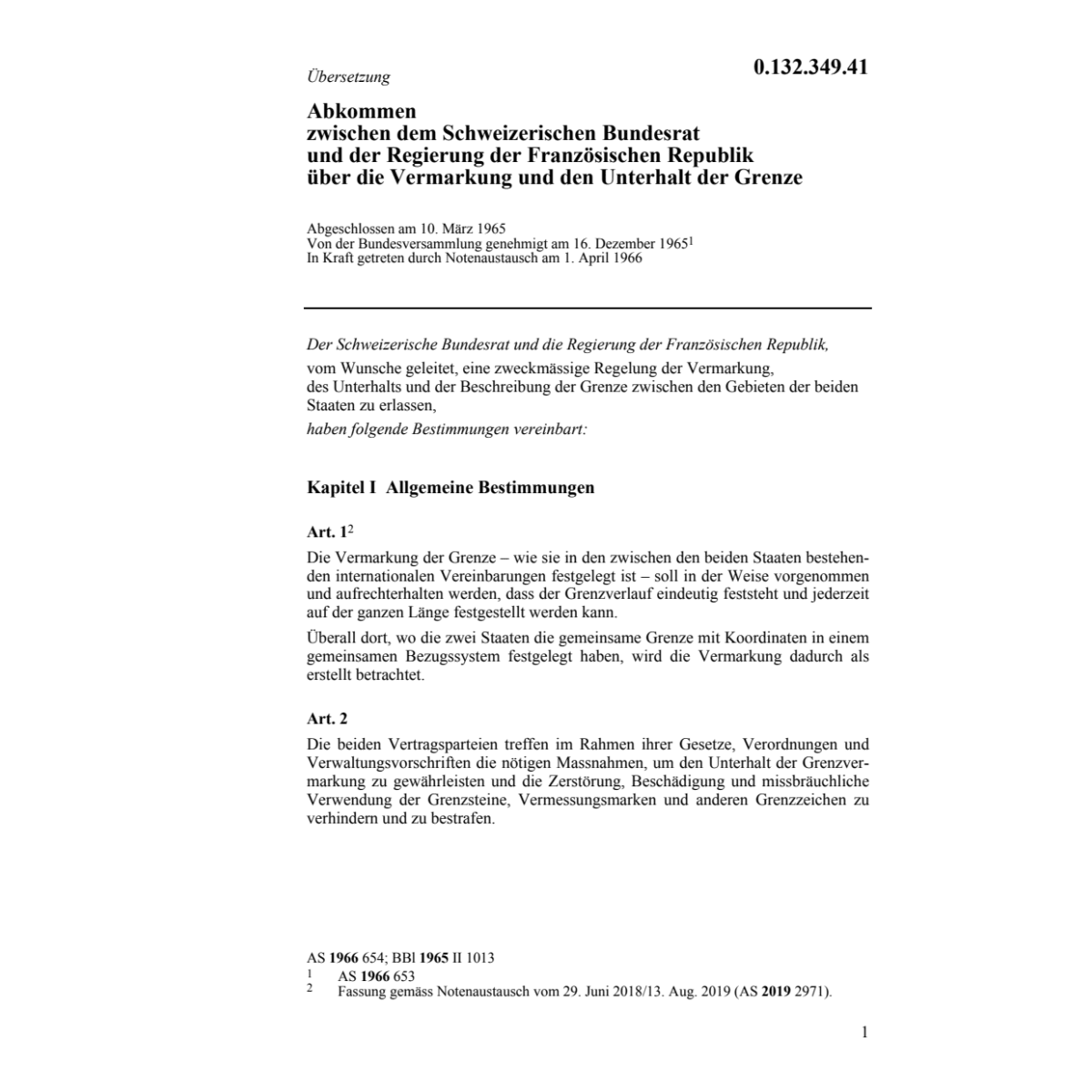 Abk. CH/F Vermarkung, Unterhalt Grenze