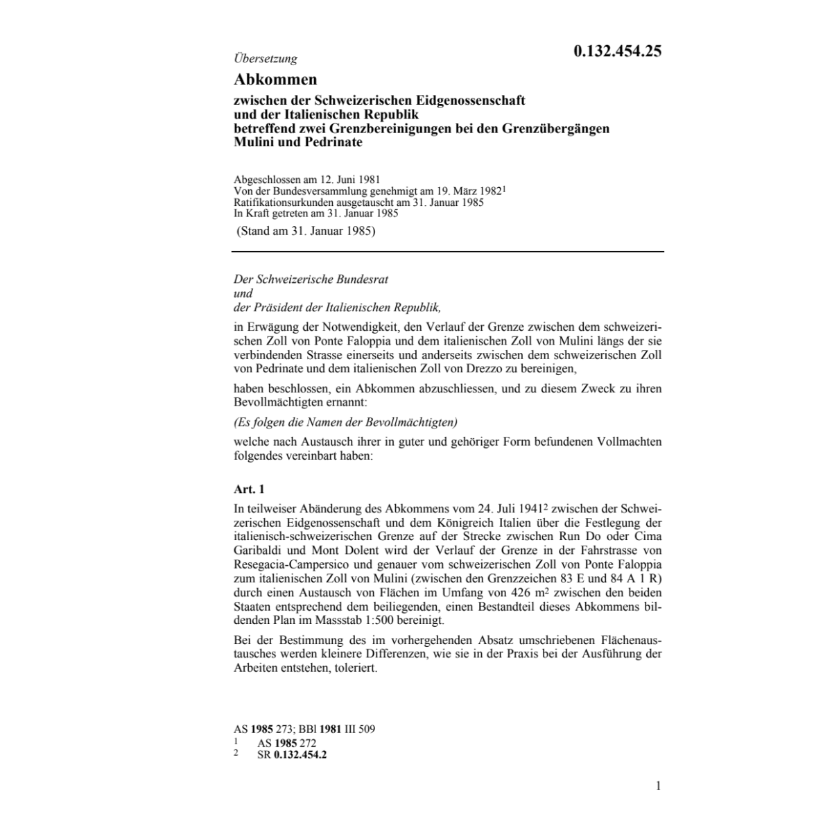 Abk. CH/I Grenzbereinigungen Mulini