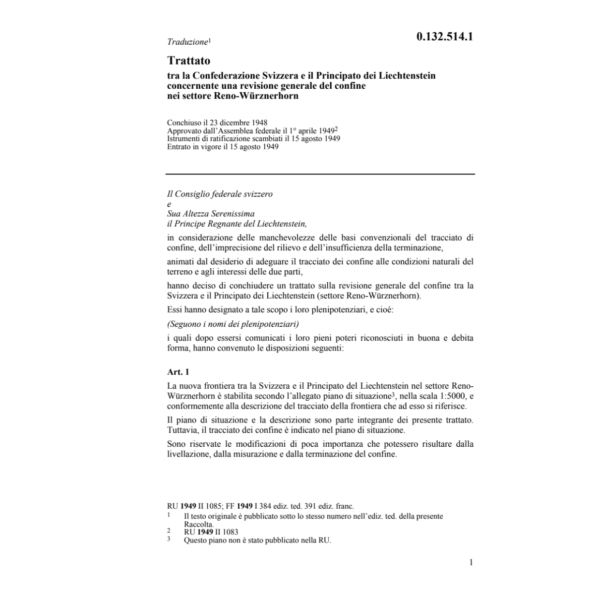 Tratt. CH/FL revisione generale confine