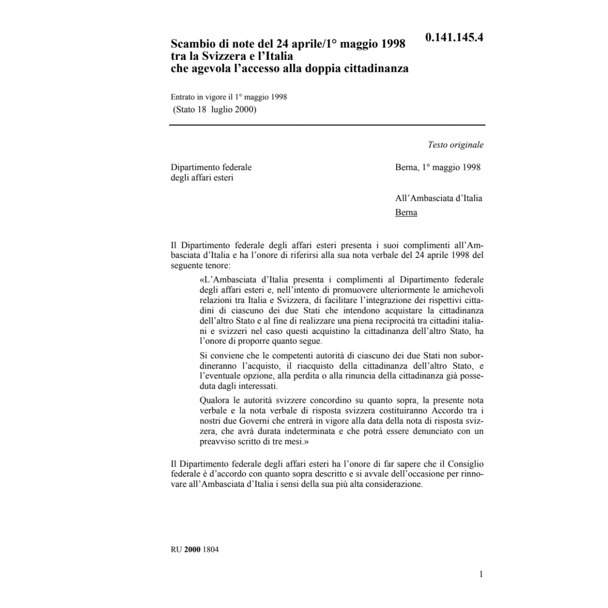 Note accesso alla doppia cittadinanza I
