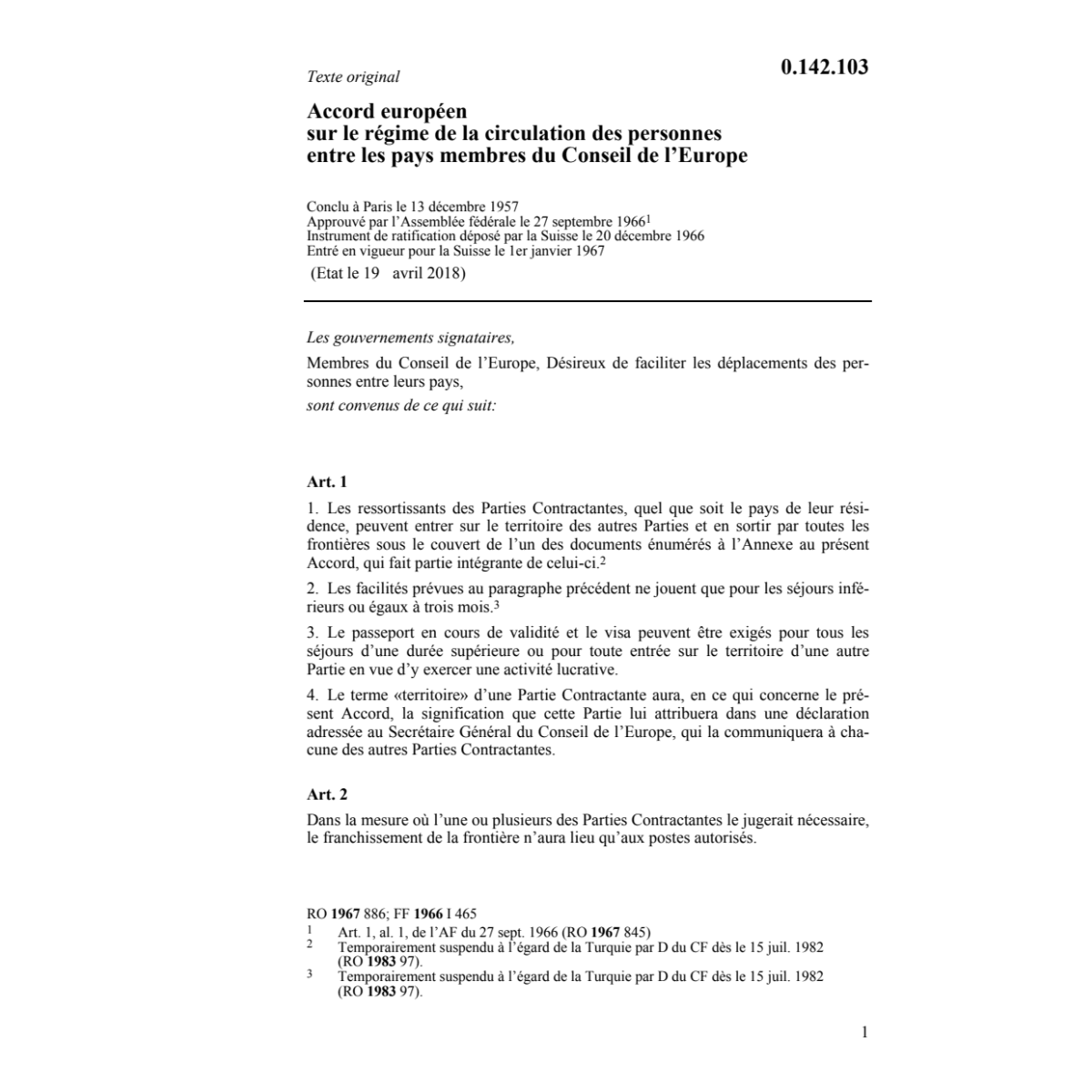 Acc. circulation des personnes en Europe