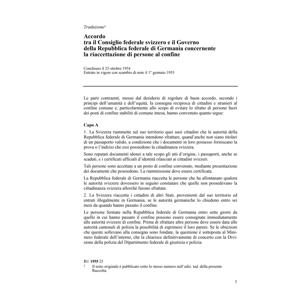 Acc. CH/D riaccettazione persone confine