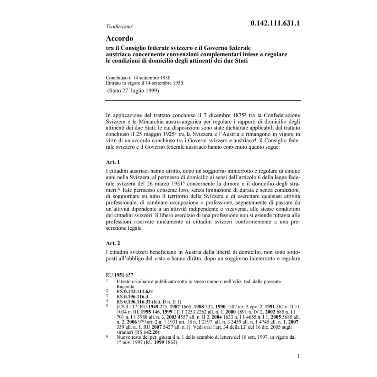 Acc. CH/A condizioni di domicilio