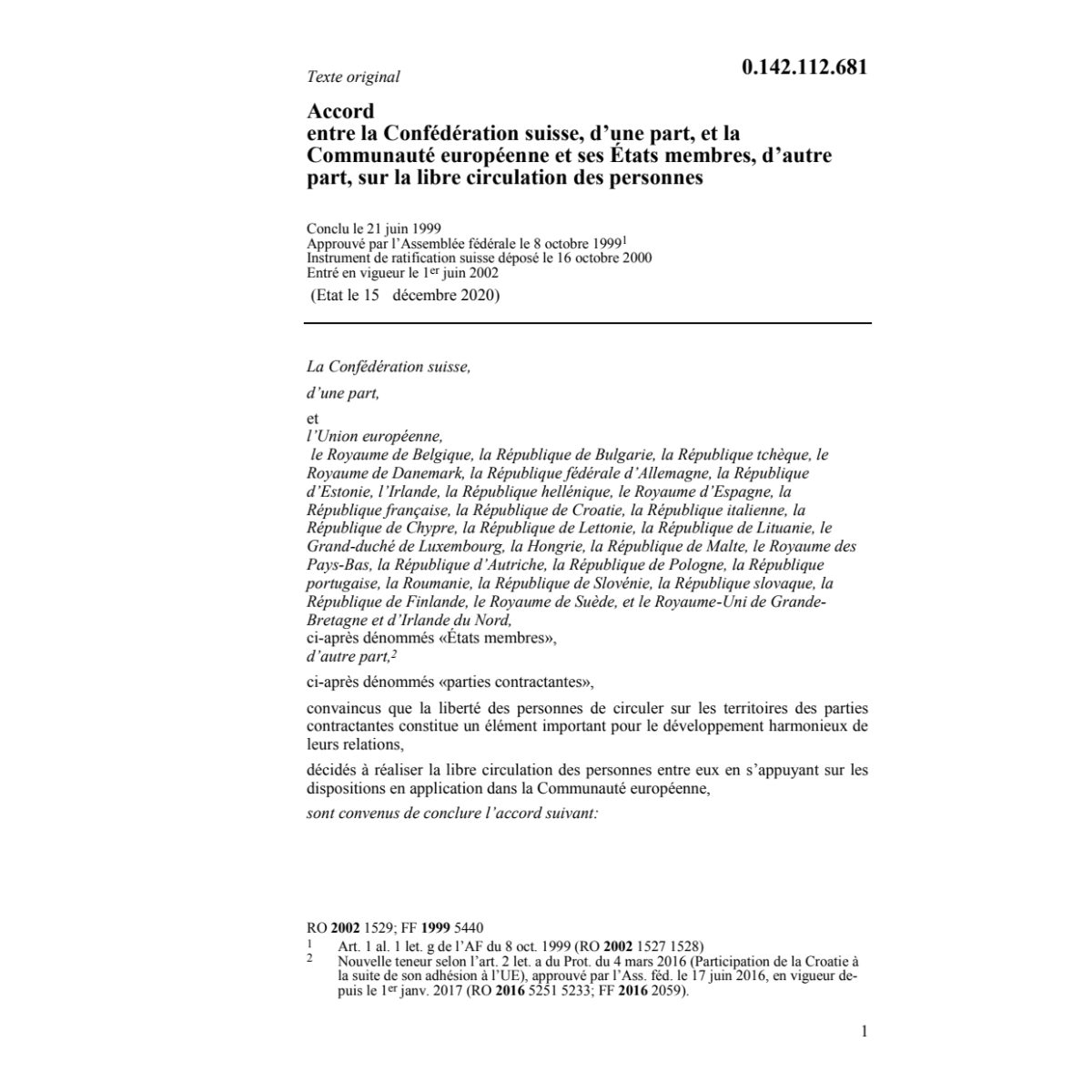 Ac Suisse EU libre circulation des pers