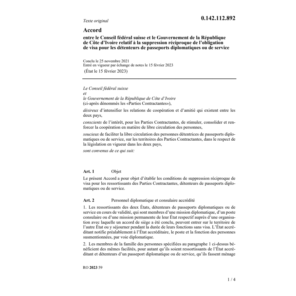 Ac. Côte d’Ivoire obligation de visa
