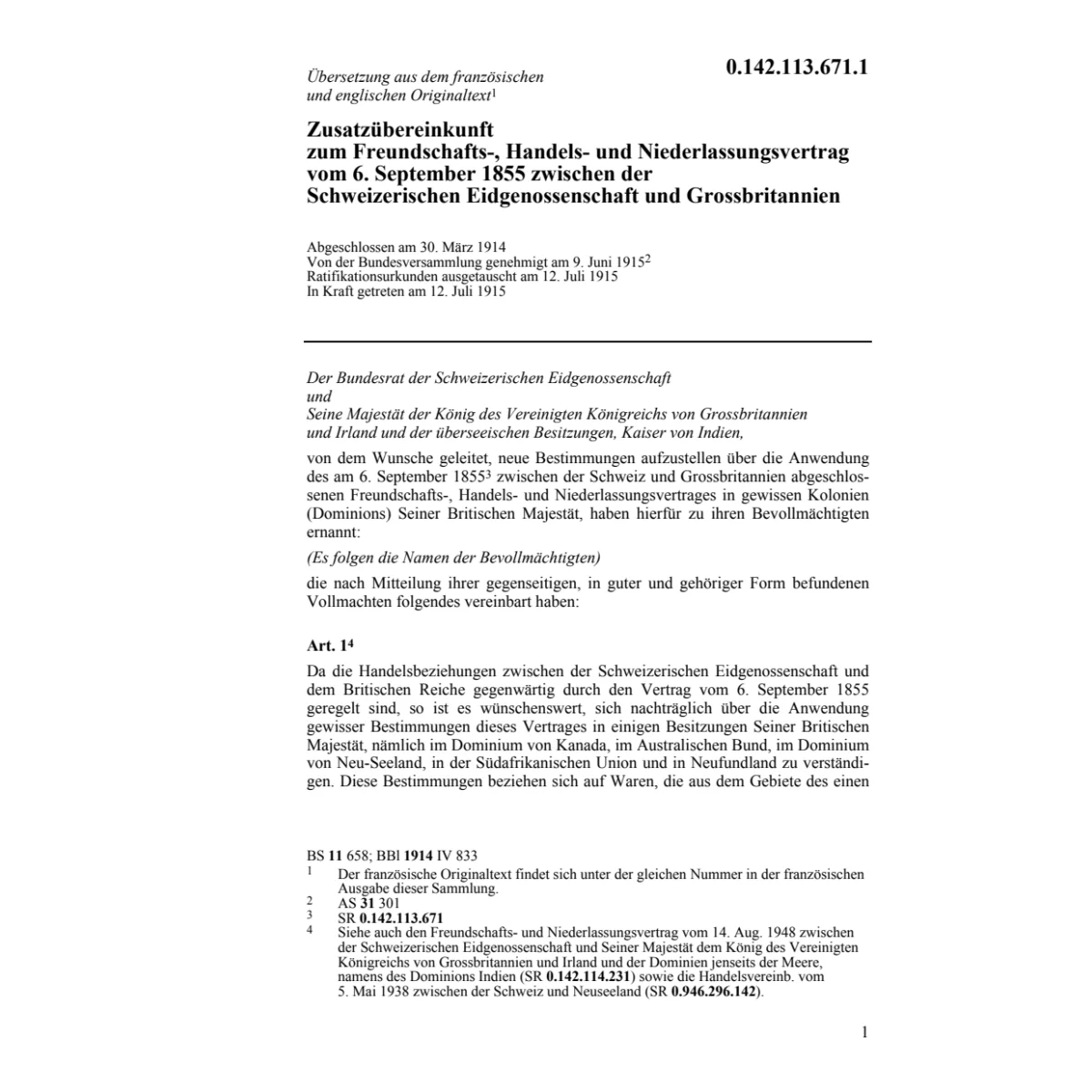 Zusatzübereinkunft