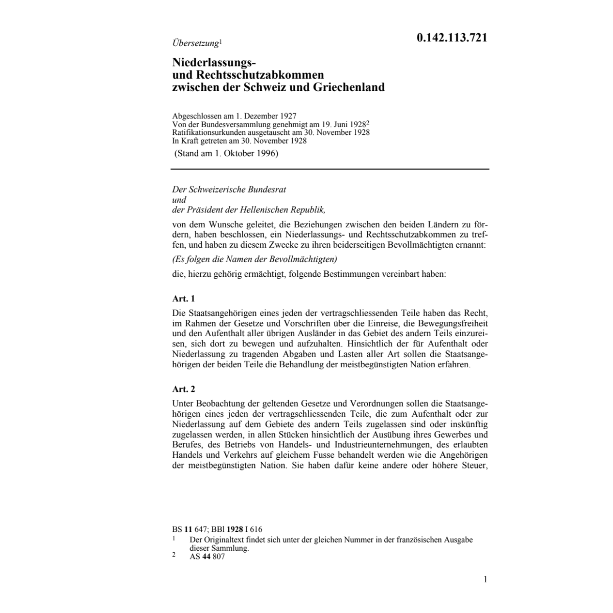 Niederlassung-Rechtsschutzabk.Griechenl.