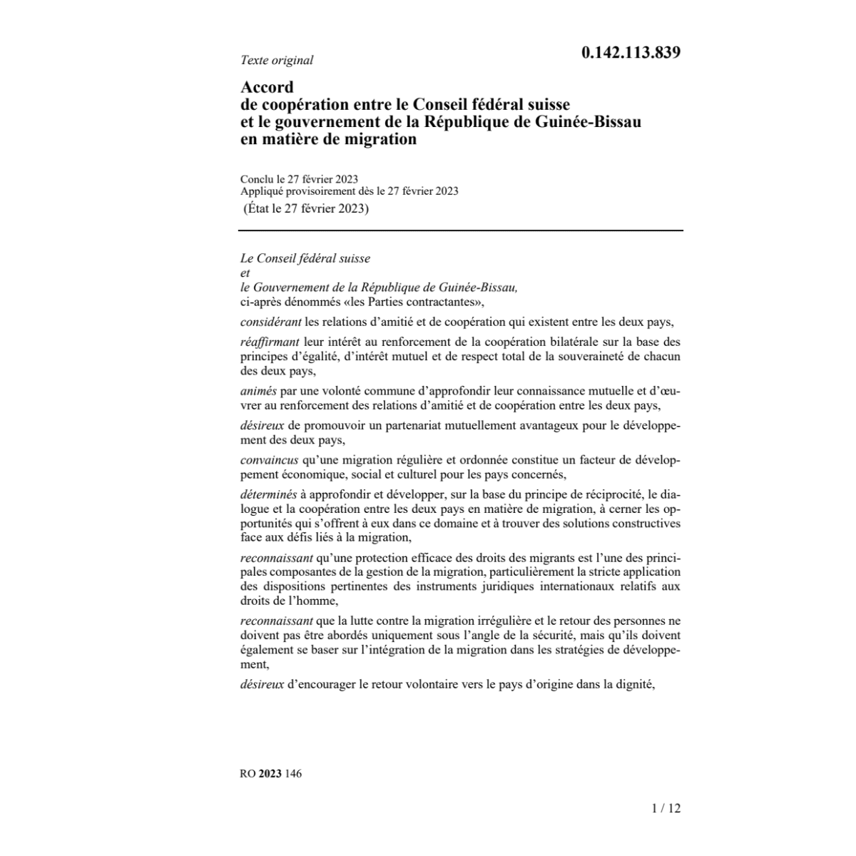 Ac. CF et Guinée-Bissau migration