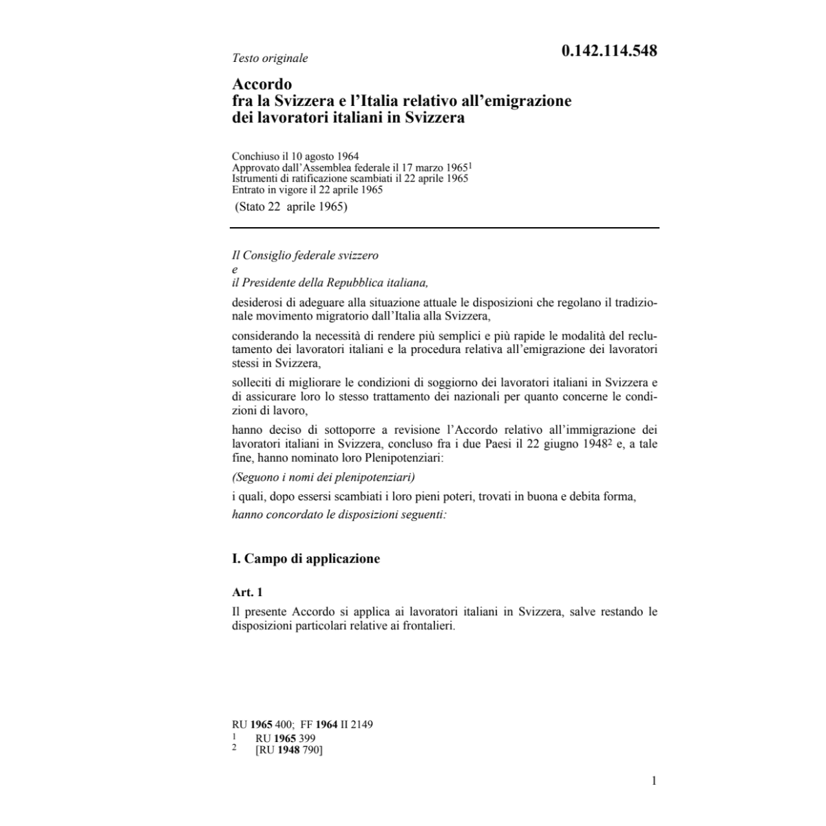 Acc CH/I emigrazione lavoratori italiani