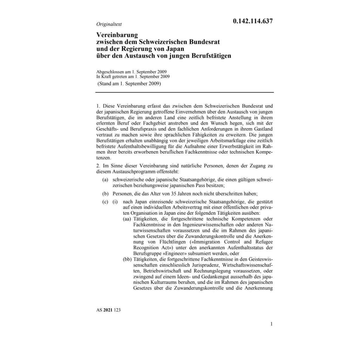Vereinbarung BR und Regierung von Japan