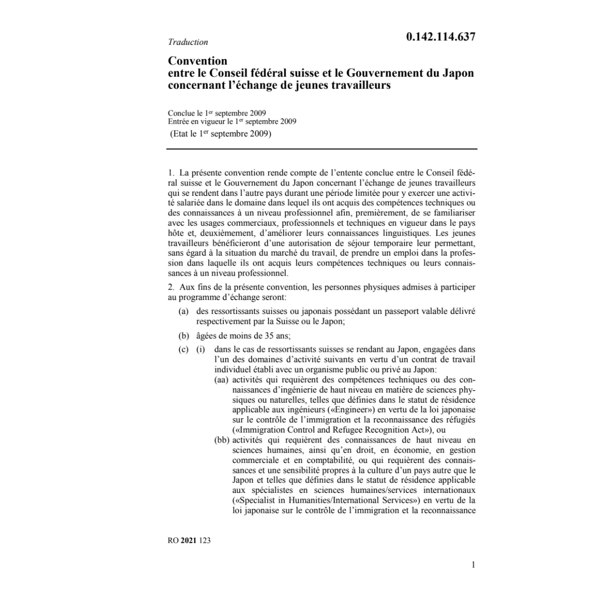 Convention CF et Gouvernement du Japon
