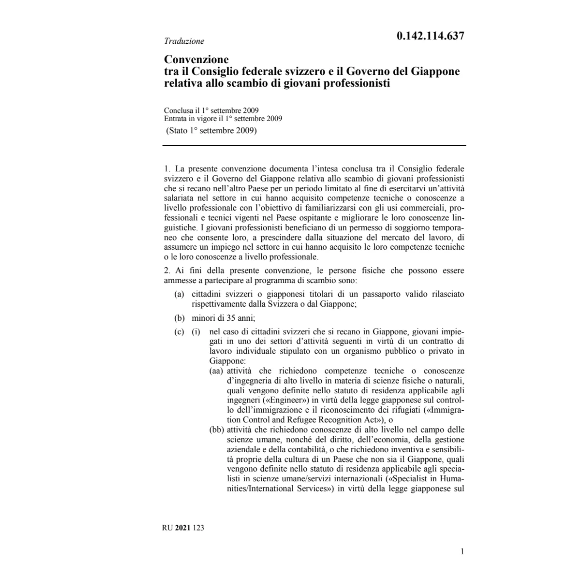 Convenzione CF e Governo del Giappone